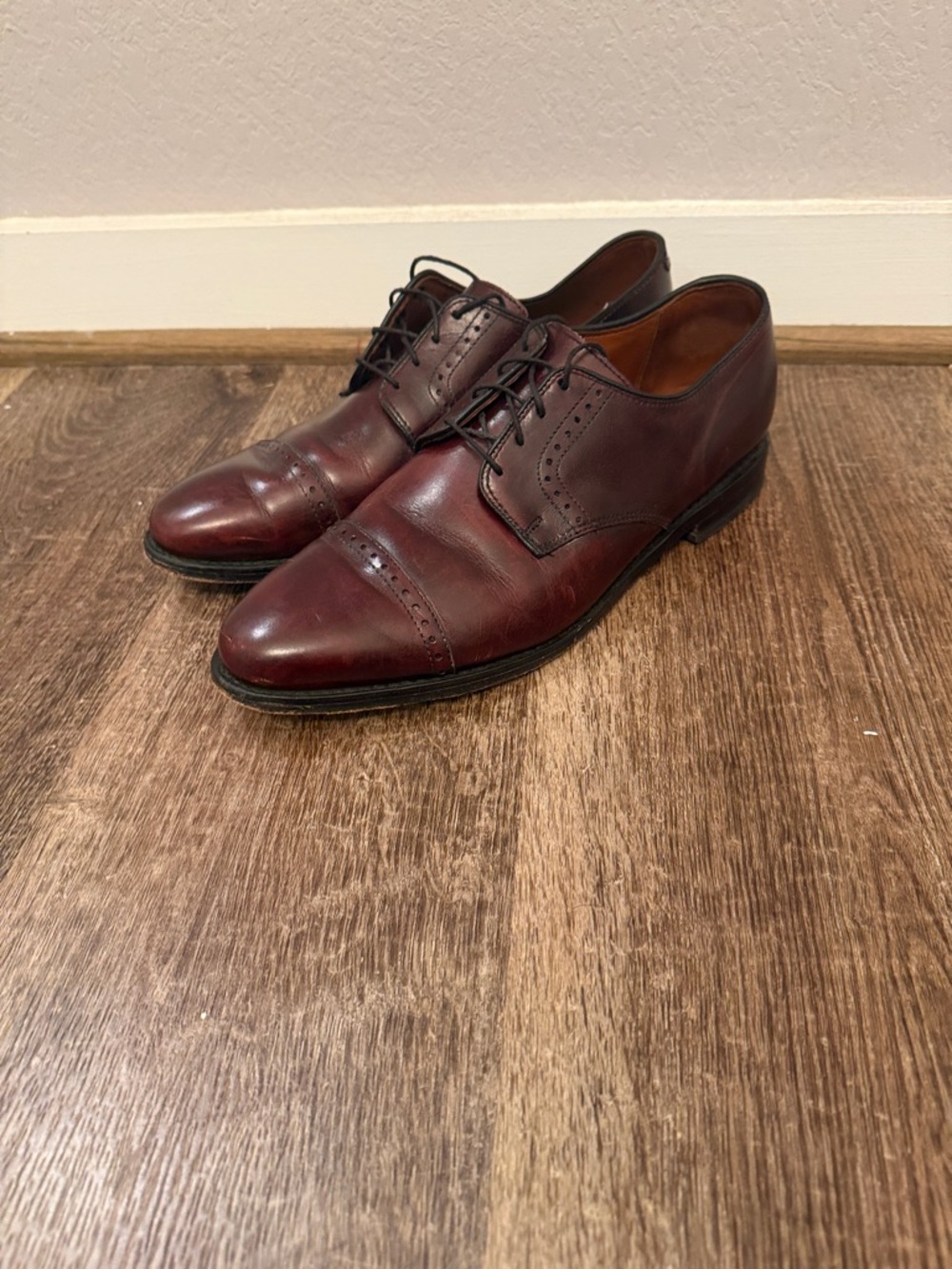 Allen Edmonds Burgundy/Brown Cap-Toe Derby Shoes